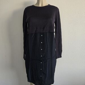 Renee C. Navy and Black Long Sleeve Dress